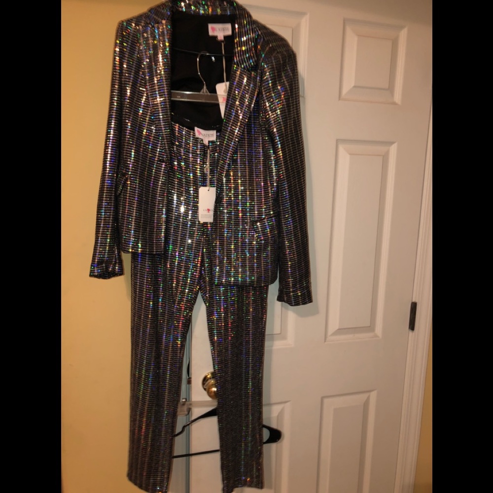 Metallic pants suit...NWT